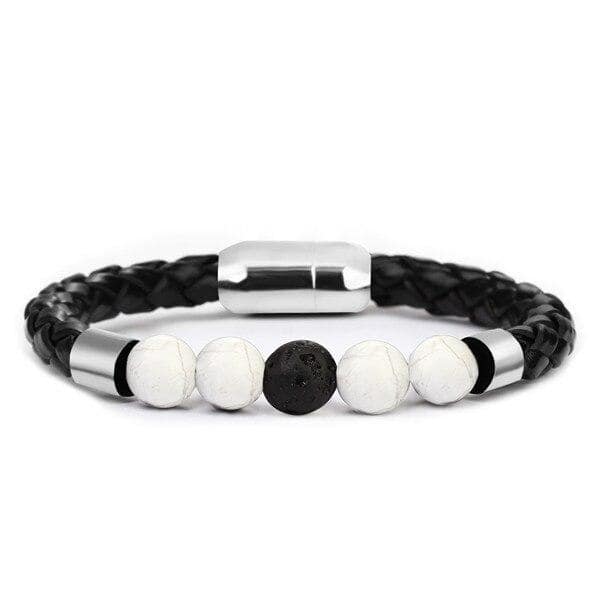 Pulseira Anti-Stress <Br>Couro De Howlite Tecido