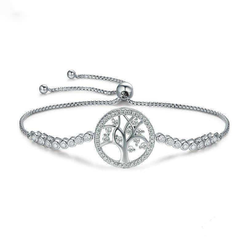 Pulseira Anti-Stress <Br>Árvore Da Vida (Prata/Platina)