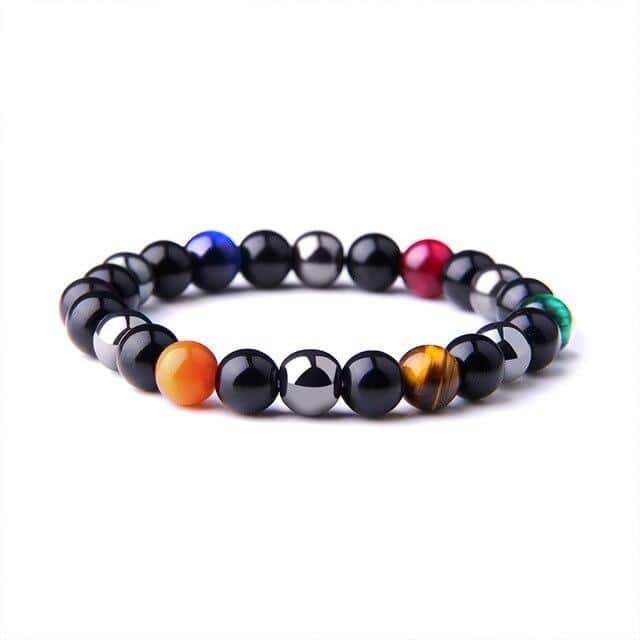 Pulseira Anti-Stress <Br>Em Olho De Tigre, Obsidiana Preta E Hematite