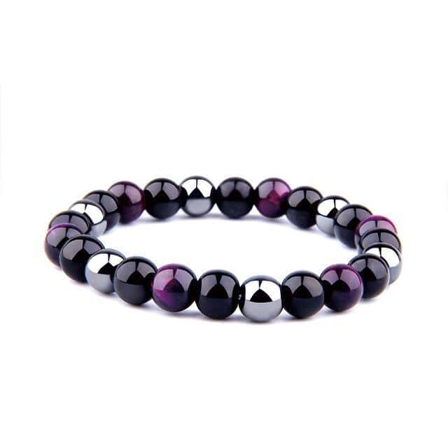 Pulseira Anti-Stress <Br>Hematite E Ágata Violeta
