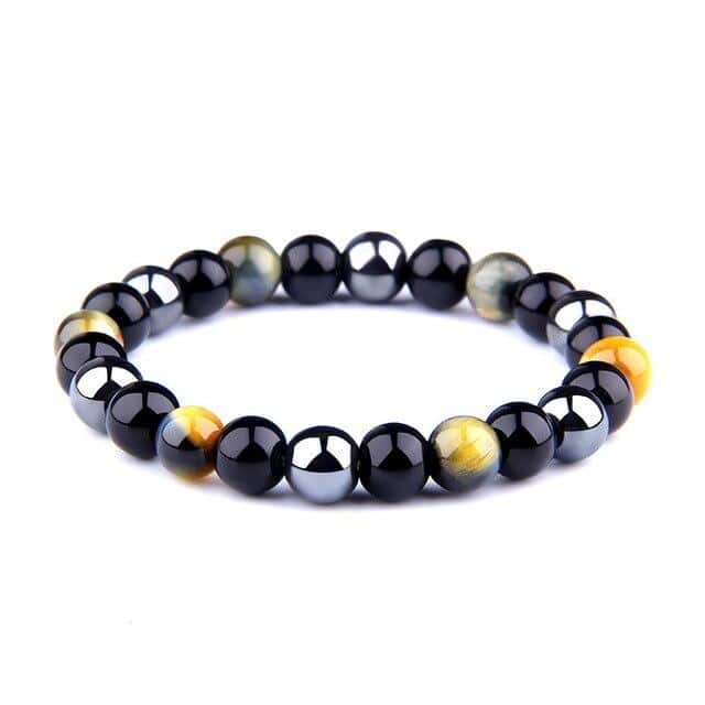 Pulseira Anti-Stress <Br>Hematite E Olho De Tigre Castanho