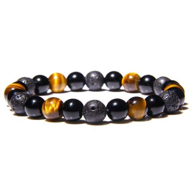 Pulseira Anti-Stress <Br>Olho De Tigre, Obsidiana Preta E Pedra De Lava