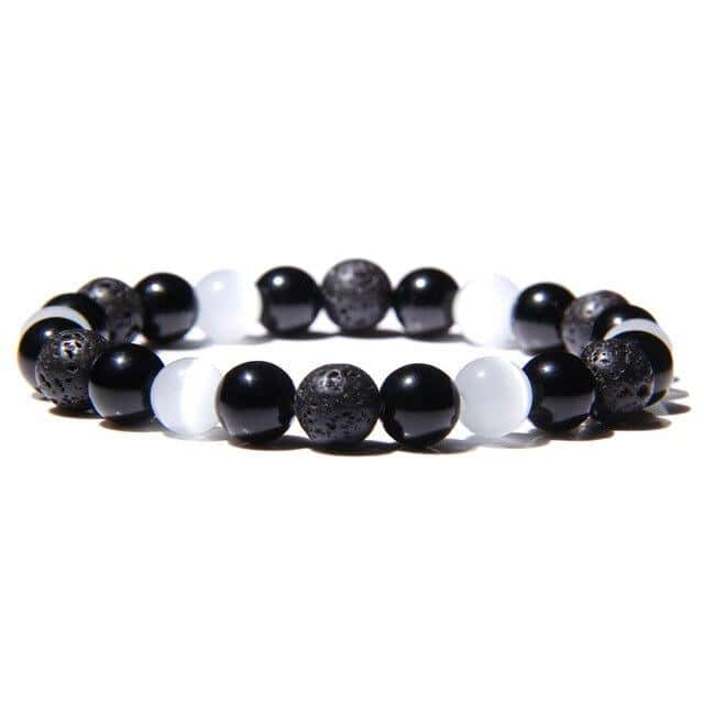 Pulseira Anti-Stress <Br>Pedra De Lava Olho De Gato