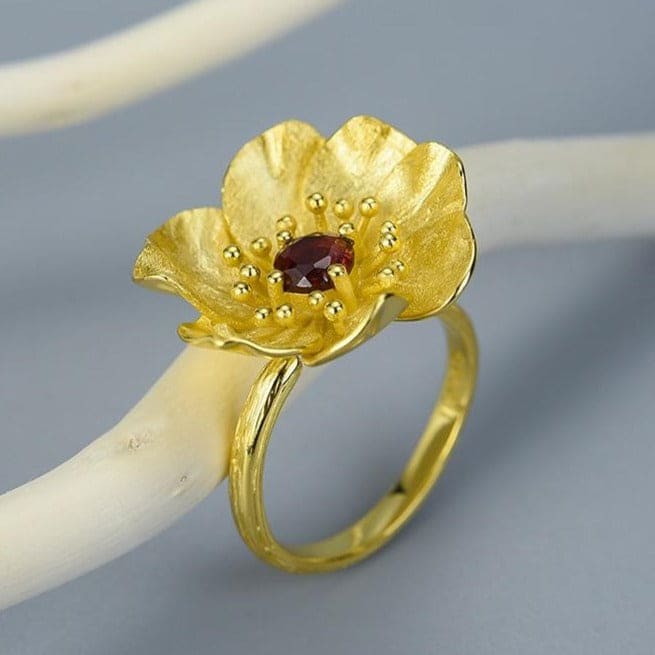 Anel Anti-Stress <Br>Flor De Lótus Ajustável (Prateado)