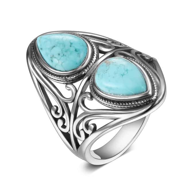 Anel Zen <Br>Prata Turquesa Para Mulher