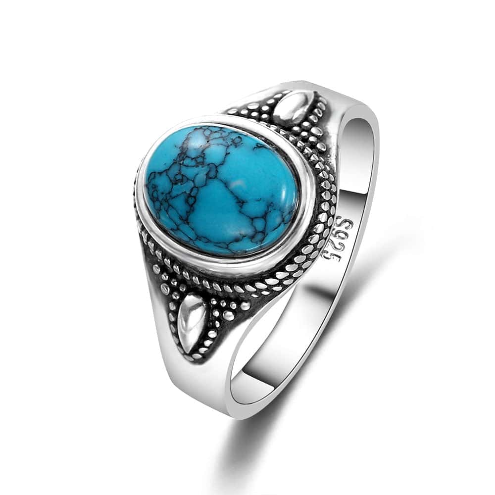 Anel Zen <Br>Prata Turquesa Fina