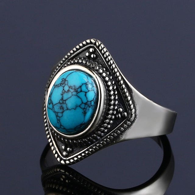 Anel Zen <Br>Prata Turquesa Étnica