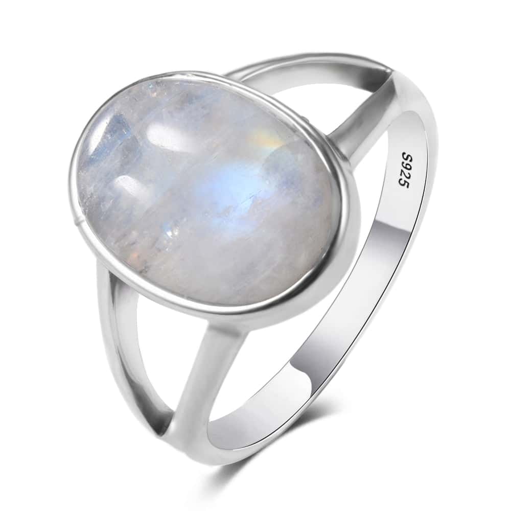 Anel Zen <Br>Pedra Da Lua Branca